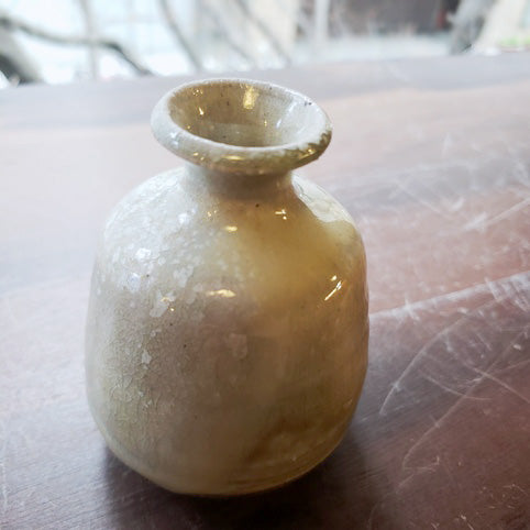 塩越窯　白越不朝　塩越窯 自然灰釉の究極美が迸る逸品灰釉美茶道具水指 越前焼 白越不朝 塩越窯 自然灰釉究極美迸る逸品 還元