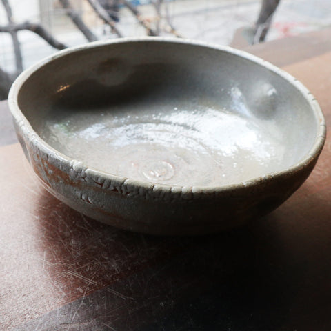 長石釉梅花皮変形鉢