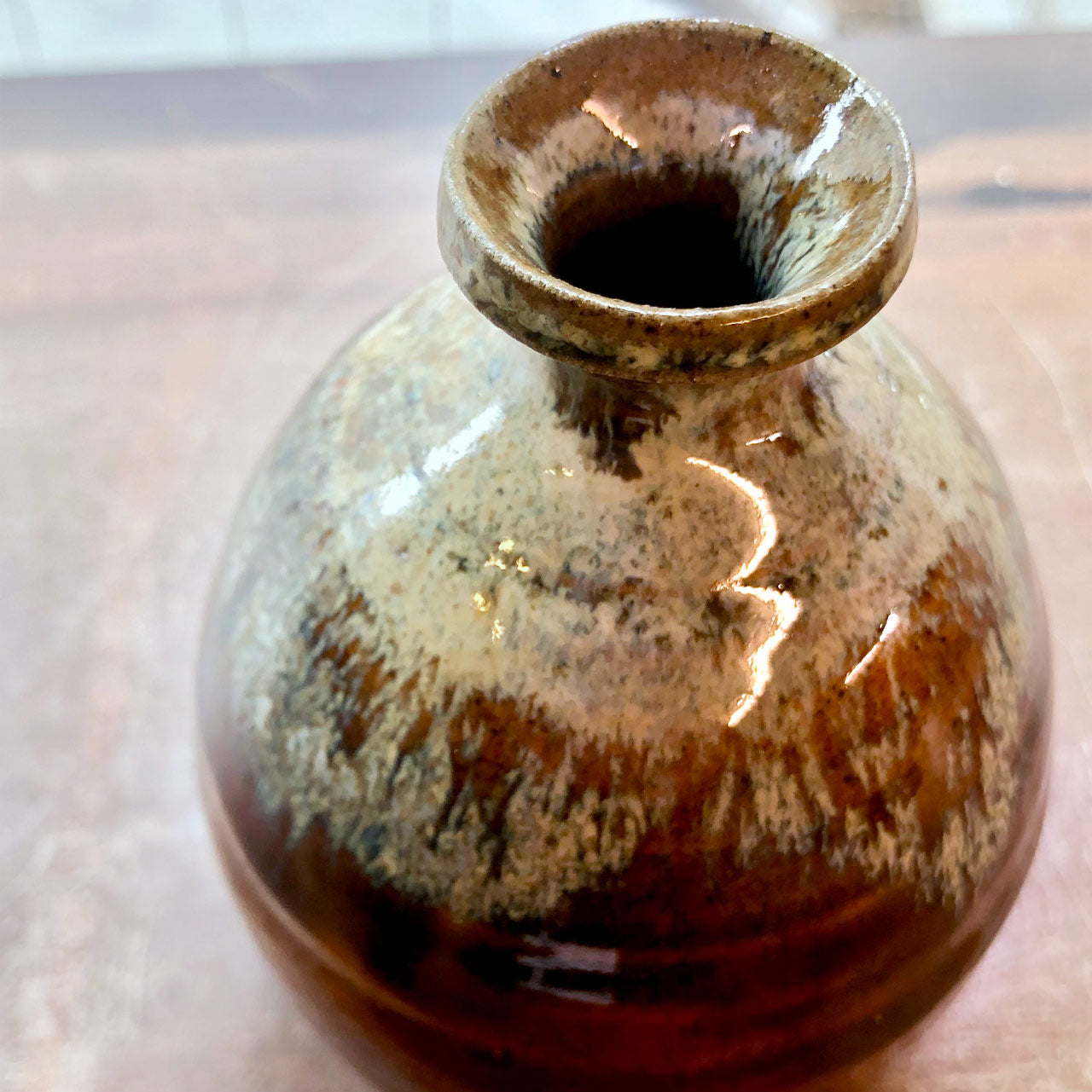 飴わら白釉流れ花入 – ゆう雑貨店