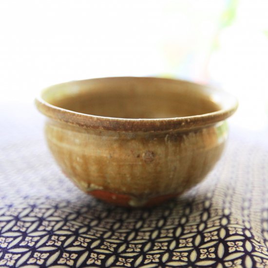 薪窯茶マットチタン釉小鉢